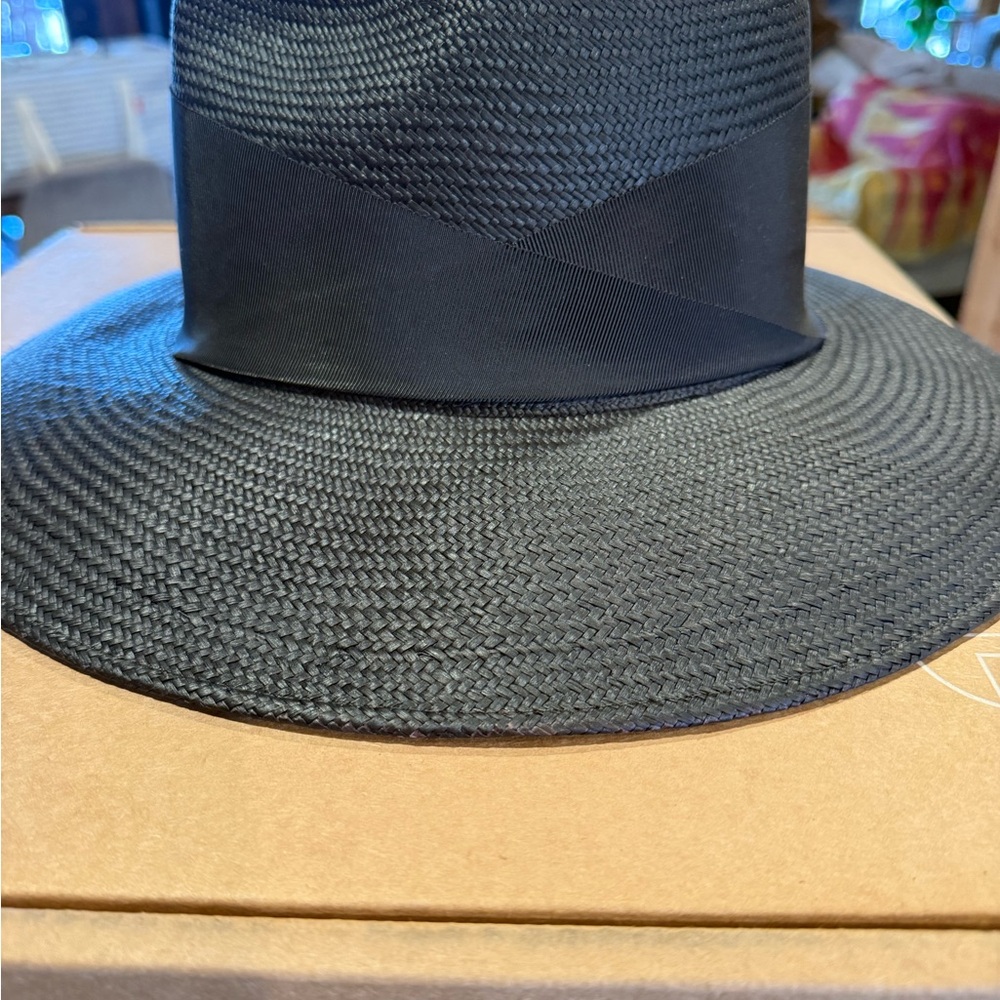Freya Gardenia Classic Black Wide-Brim Straw Hat - Picture 2 of 8